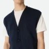 Wool Rib Cardigan Gilet