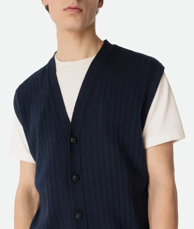 Wool Rib Cardigan Gilet